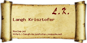 Langh Krisztofer névjegykártya